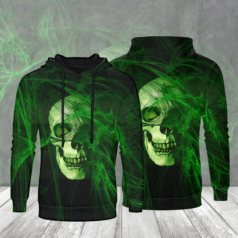 

Halloween Oil painting playing cards skull pattern men's 3D printed hoodie visual impact party top punk goth round neck high quality sw, Black