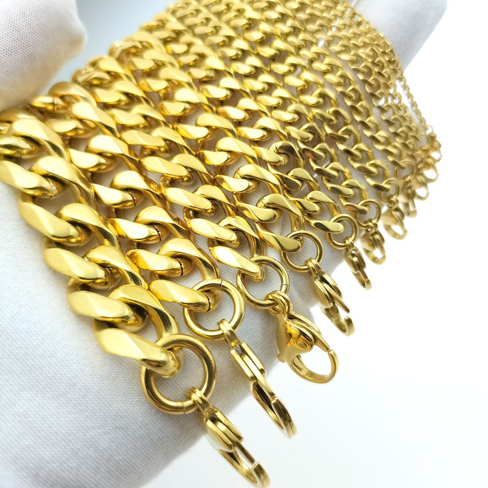 

men's women's stainless steel 18K gold tone link chain bracelet jewelry