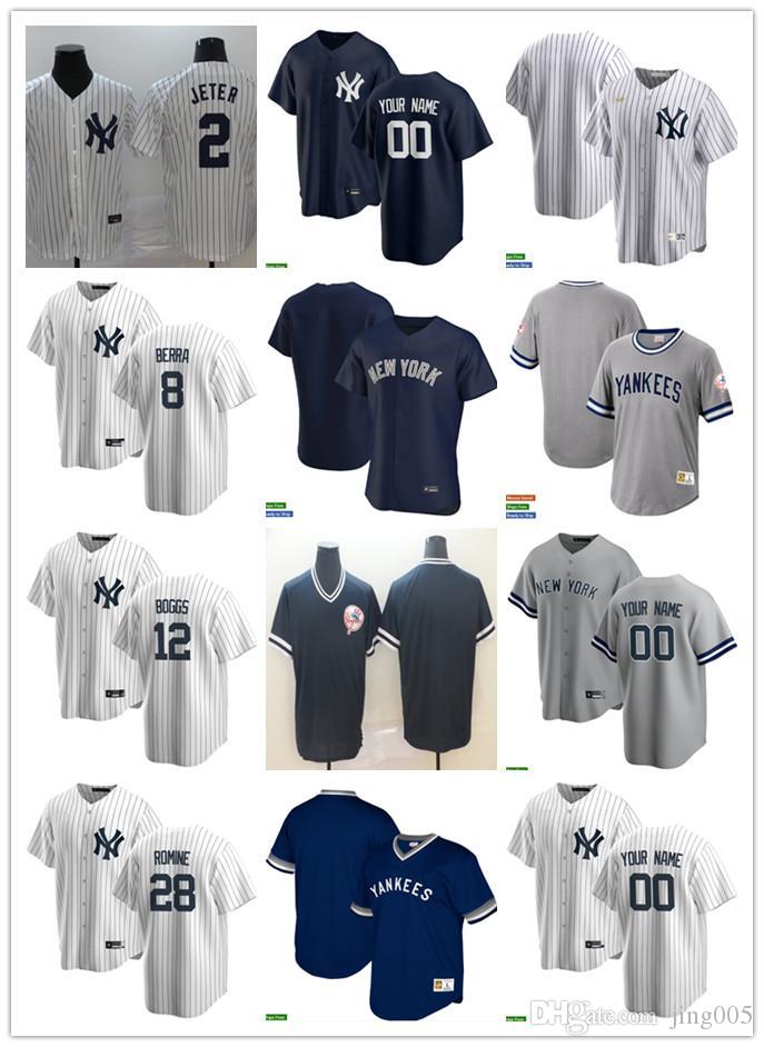 

Men Women Youth 8 Yogi Berra 28 Austin Romine 12 Wade Boggs 2 Derek Jeter Custom Baseball Jersey Blank white gray navy, Blue;black
