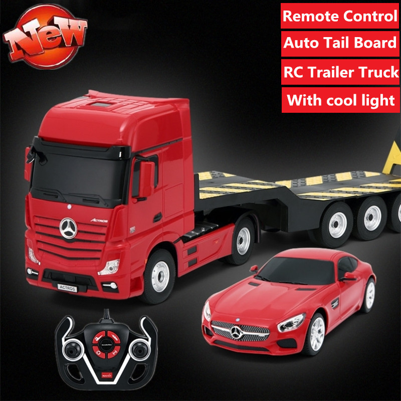 

1Set 2pcs car truck Remote Control Truck Trailer Vehicle RC Bulldozer Platform Trailer Auto Tail Board Truck 50cm large board
