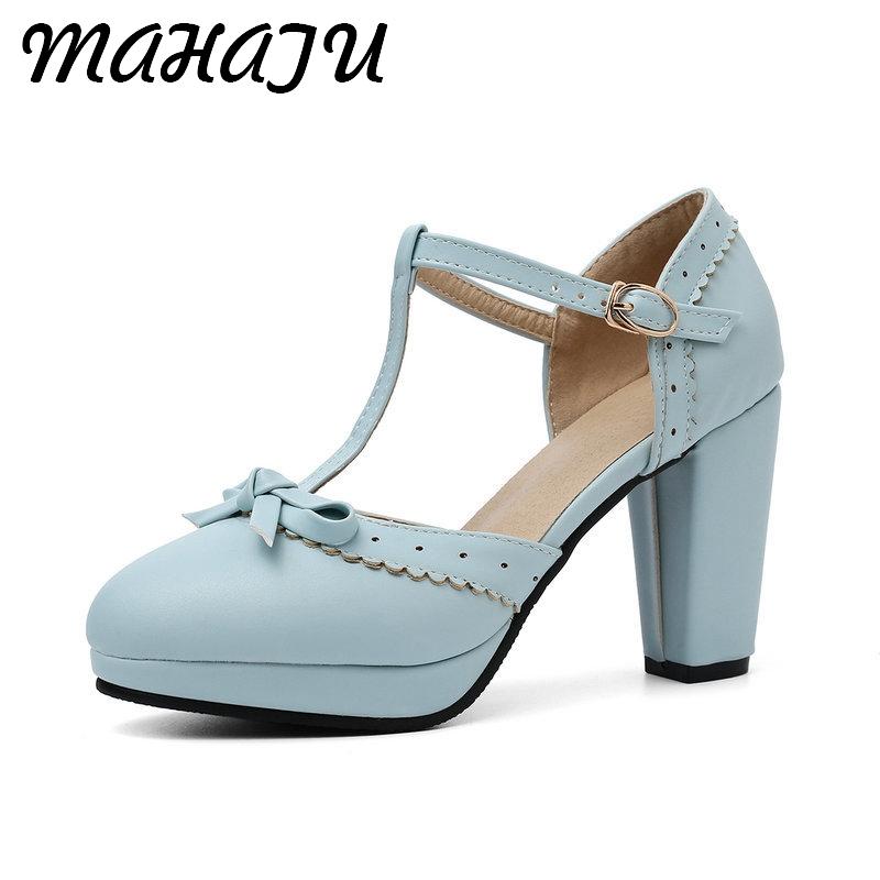 

Big Size 32-48 Women High Heel Sandals Round Toe Heels Shoes Women's Platform Sandals Black bow Wedding Party Lady Footwears