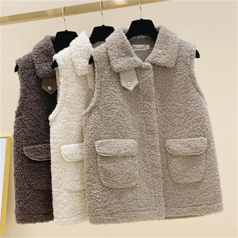 

Women' Vests 2021 Autumn Winter Waistcoat Vest Women Sleeveless Jacket Warm Fleece Thermal Female H1311, Khaki