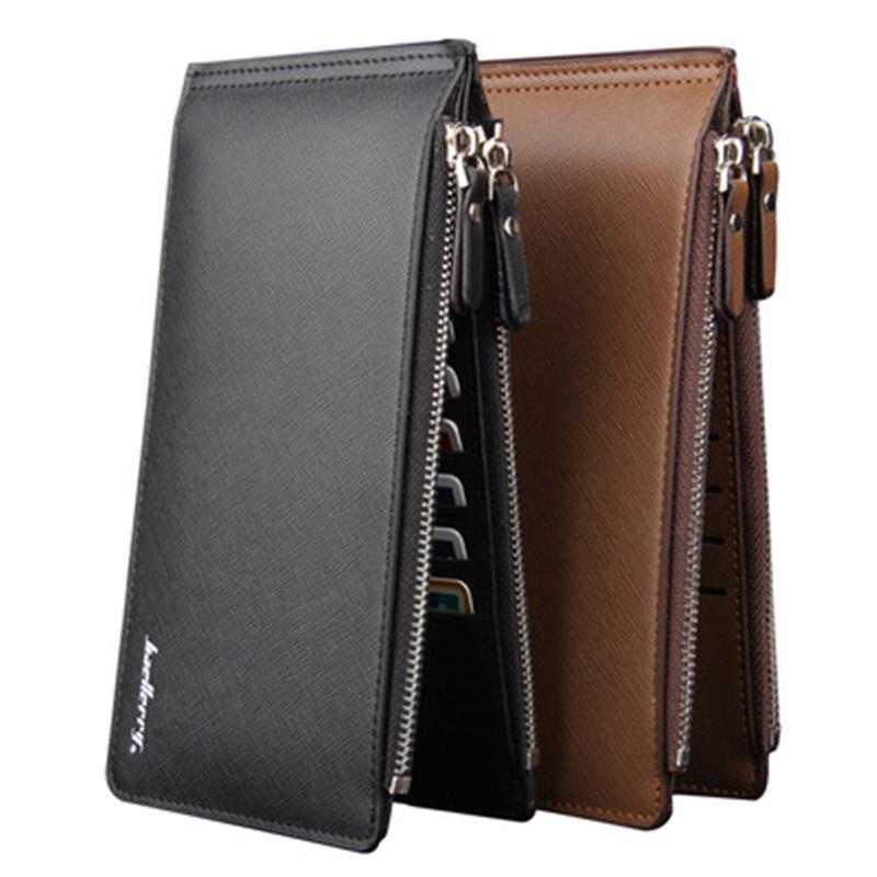 

Wallets 2021 Men Long Style Business Thin Wallet For Double Zipper Casual Card Holder Male Purse Designer, Black