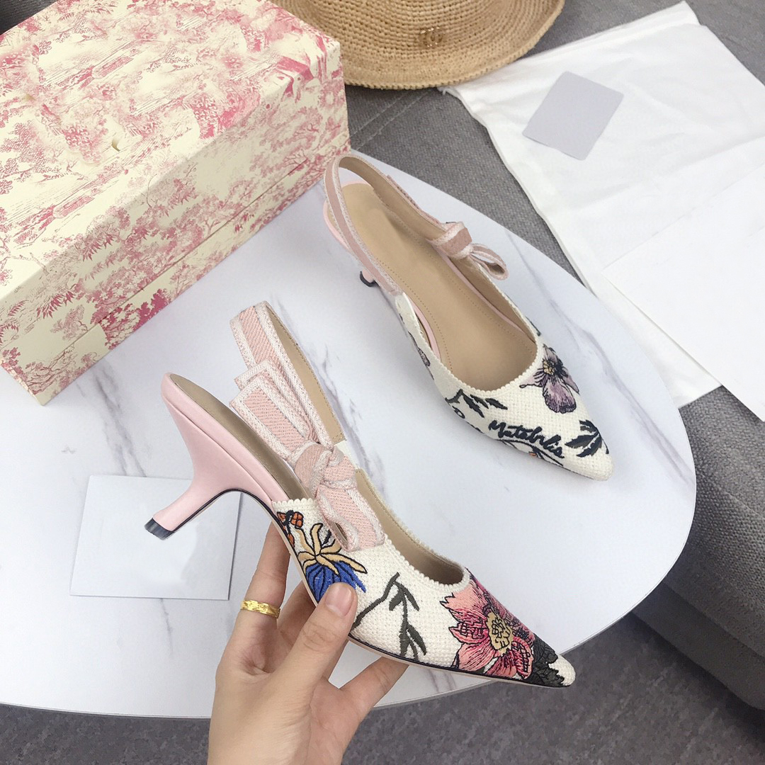 

High Heels Classic Office Shoes For Womens Summer Embroidered Sandals Backless Pumps Woman Square Chunky Back Strap Sandals Backless Pumps Block Heel Dress Shoes, Red