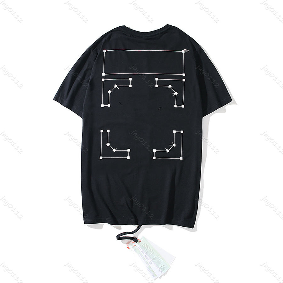 

21SS OFF Spring Summer WHITE printing Tees OW loose casual sports round neck short sleeve T-shirt men and women 1085 LWL, White;black