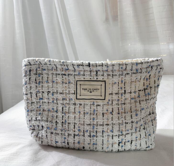 

3pcs Cosmetic Bags Women Canvas Woves Large Capacity Clutch Makeup Bag, #01