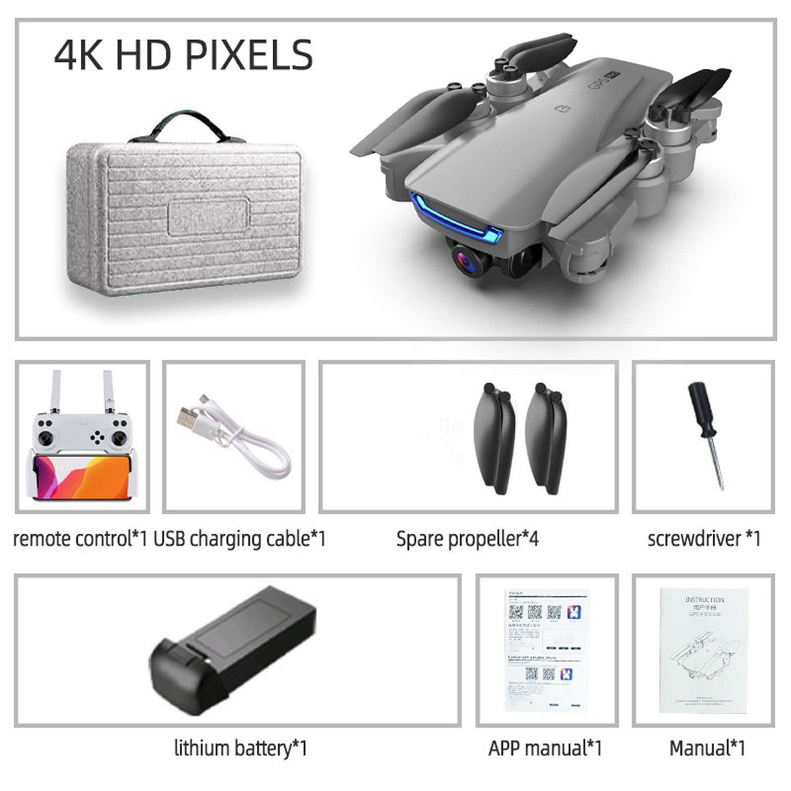 

Mini Drone 4K Double HD Camera Dron 5G Wifi FPV Height Hold Mode RC Foldable Quadcopter Kid's Gift, Black