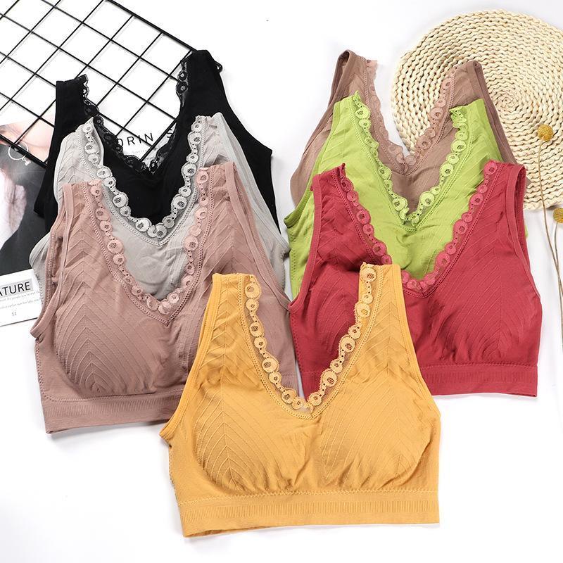 

Women's Bra Plus Size Seamless Underwear Sexy Lace Wireless Beauty Back Lingerie Push Up Bh Cozy Chest Tube Top Bralette Bustiers & Corsets, Black