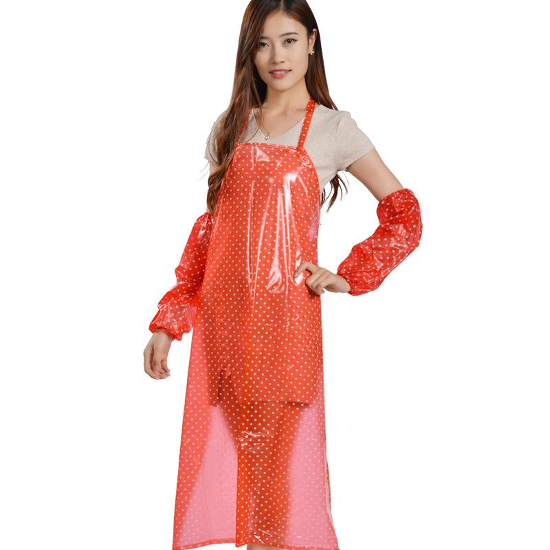 

Transparent sleeveless hanging neck apron with sleeve for household cleaning and laundry