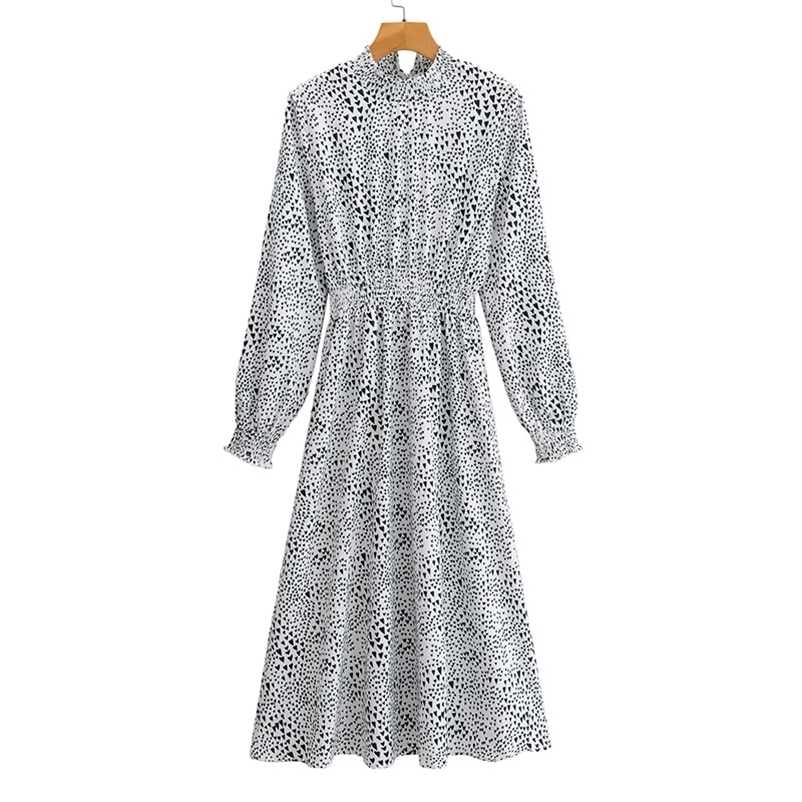 

Summer Women Long Dress Section Ladies' O-neck Sleeve Dot Dresses Female Streetwear 210524, Black