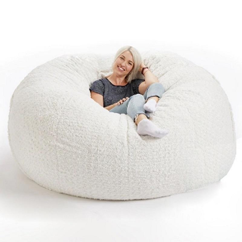

Camp Furniture Drop Soft Fluffy Wool Fur Beanbag Large Cashmere Fleece Living Room Lazy Sofa Party Festival Floor Seat