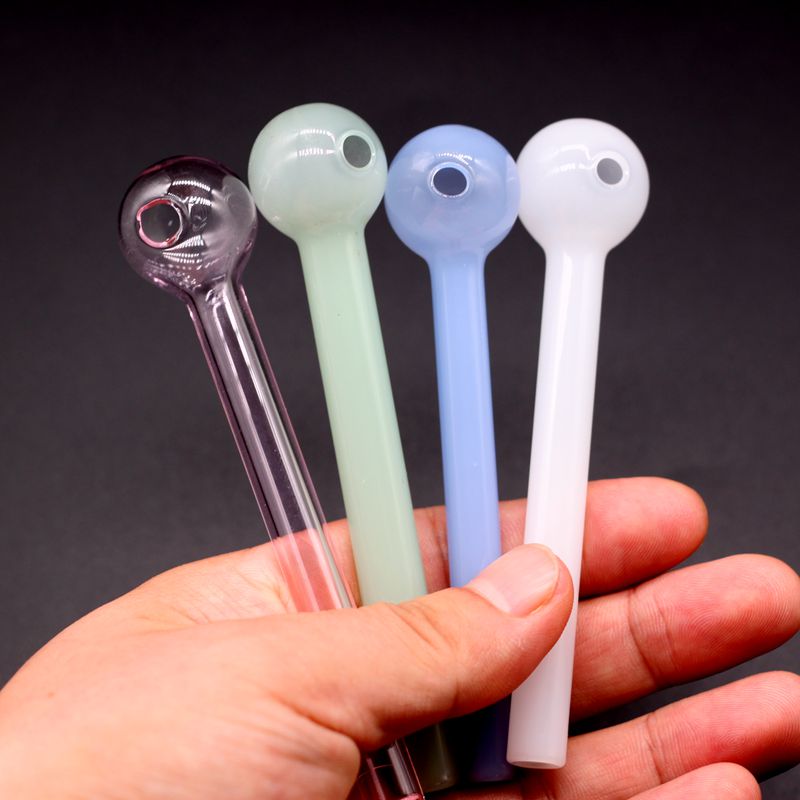 

Mini various colored glass smoking pipes handmade straight tabacco accessories
