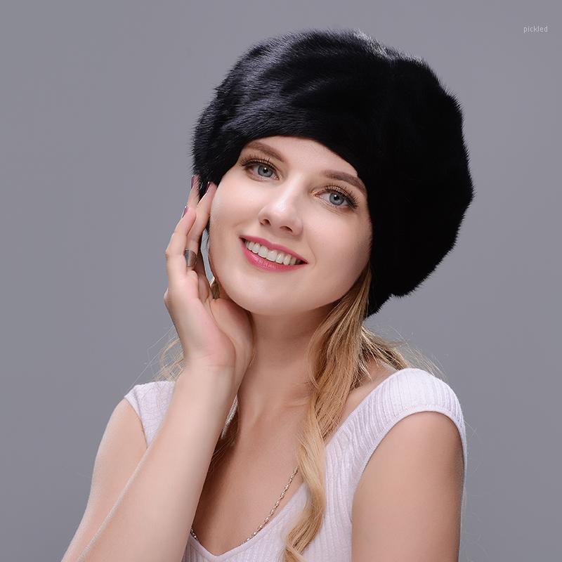 

Berets JERYAFUR 2021 Russian Hat Style Cloak Real Black Bare Woman Winter Warm Protection Ear Brown, Color001