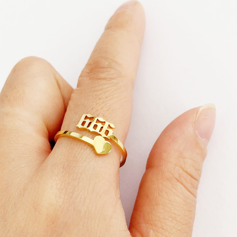 

Adjustable Minimalist Finger Ring Jewelry 111 777 888 999 666 Stainless Steel Gold Plating Lucky Angel Number Rings
