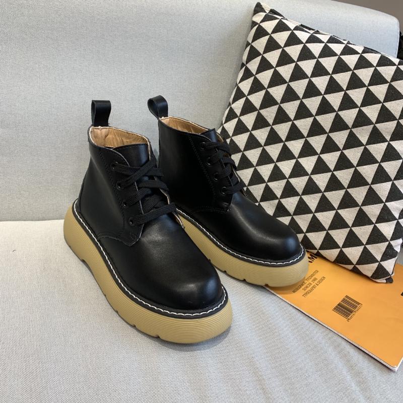 

Boots Fashion Women Black Ladies Round Toe Thick Bottom Shoes High Quality Lace Up Ankle Runway Color Mixing, As picture