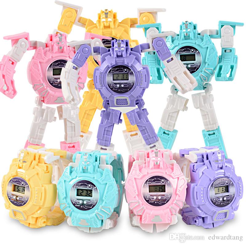 

EMT QT5 Children Cartoon Transformable Robot Watch& Timer, Kid Toy, Electronic Wrist Watch, Various Colors, Christmas Birthday Gift, 2-1