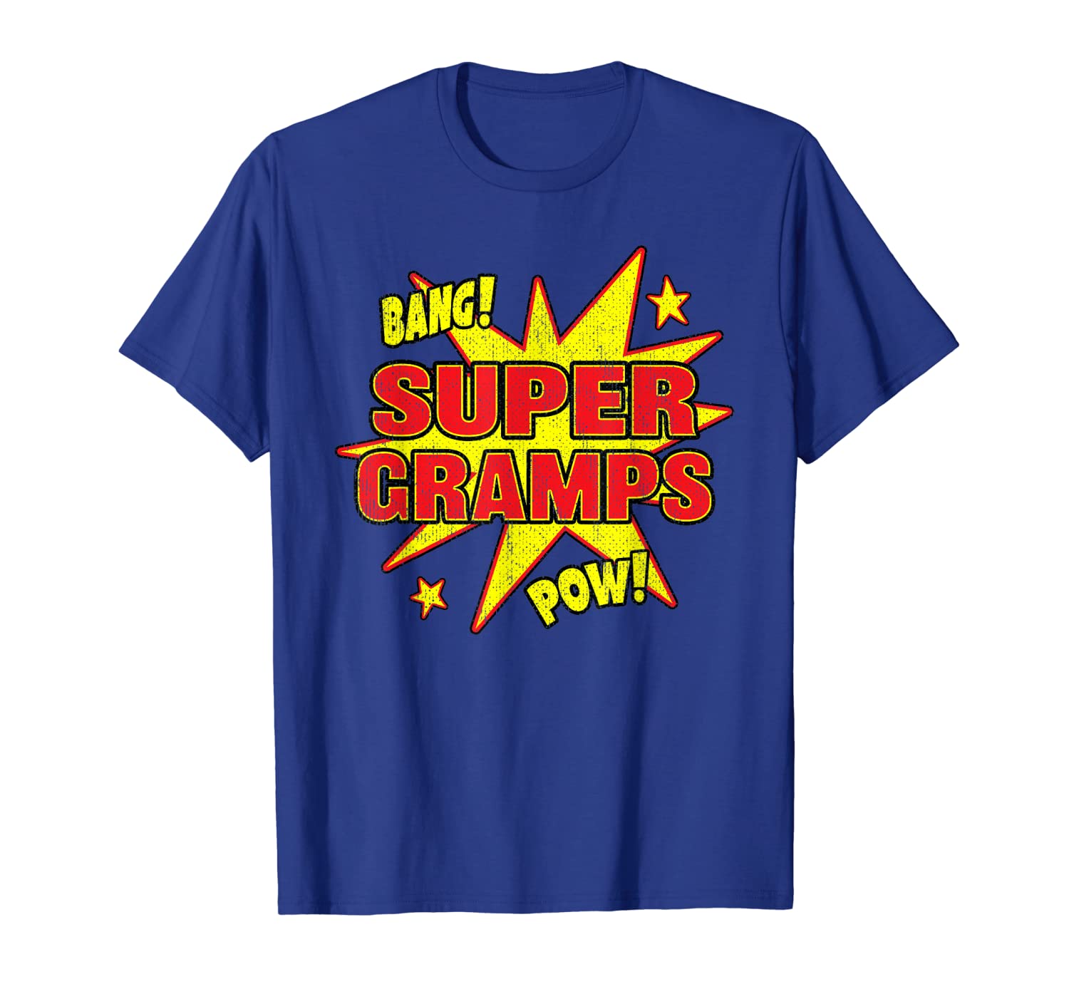 

Super Gramps T-Shirt Super Power Grandpa Gift Distressed, White;black