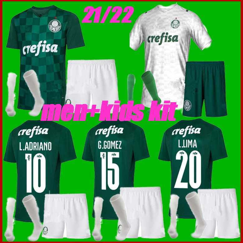 

men+kids kit 2122 Palmeiras soccer jersey G.GOMEZ G.VERON L.ADRIANO RAMIRES DUDU 2021 2022 camisas HOME away SETS THAILAND football shirt, Green