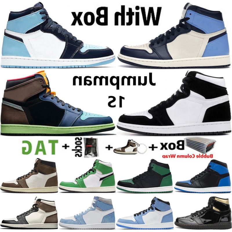 

Bred Top factory_footwear Quality With Box 1 Mens 1s Basketball Shoes Lucky Patent 2021 Green University Hyper Men Royal Pollen UNC Twi Qtmp, Black