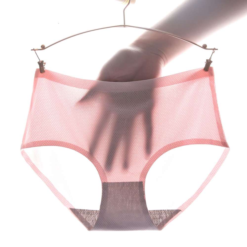 

Summer breathable ice silk traceless underwear women's mesh ultra-thin girls' briefs with abdomen and hips, Black;white