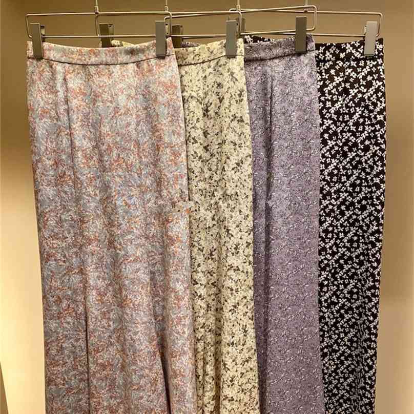

Kuzuwata Vintage High Waist Print Trumpet Skirt Spring Summer Simple Women Skirts Japan Style Elegant Temperament Jupe 210629, Pink