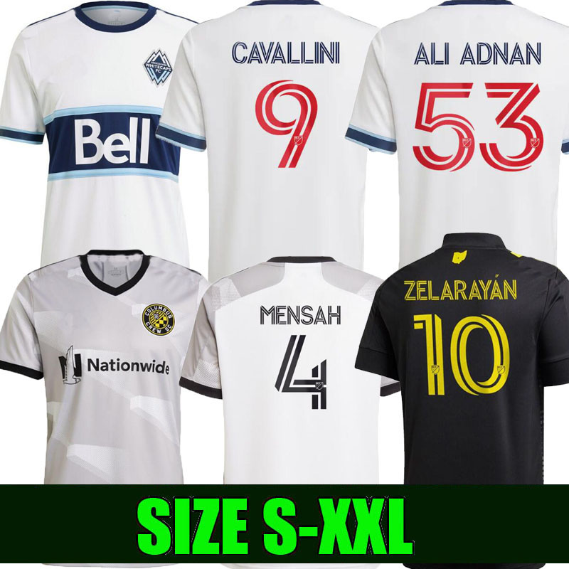 

2021 2022 Columbus Vancouver Whitecaps soccer jerseys Zardes MENSAH Nagbe Santos Zelarayan MLS Mens football shirts 20 21 Cavallini Uniforms, Black;yellow