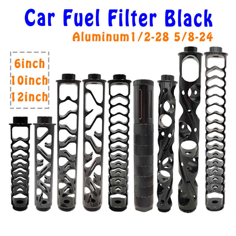 

6" 10" 12" Spiral Monocore 1/2-28 5/8-24 Black Aluminum Tube Fuel Filter Solvent Trap For Napa 4003 Wix 24003 Car Oil Filters