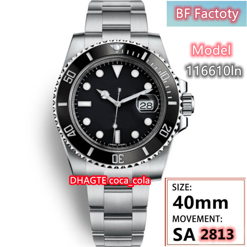 

BF MAKE 116610 116613ln Mens Watch Green Ceramics Bezel And Dial 316L Steel Bracelet Super waterproof Edition Movement Automatic Men Swimming Watches with box-1, Black