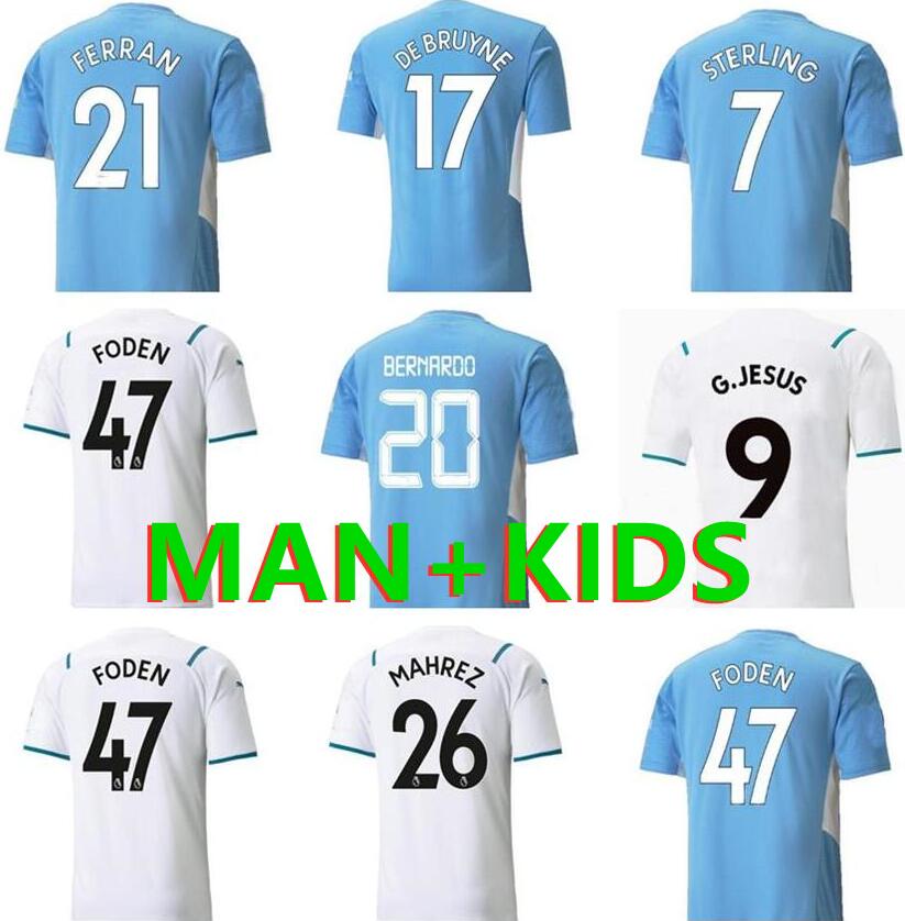

SIZE S-4XL Manchester soccer jerseys 21 22 GREALISH G. JESUS CITY STERLING FERRAN DE BRUYNE FODEN 2021 2022 Man kids Kit football shirts uniform, Black;yellow