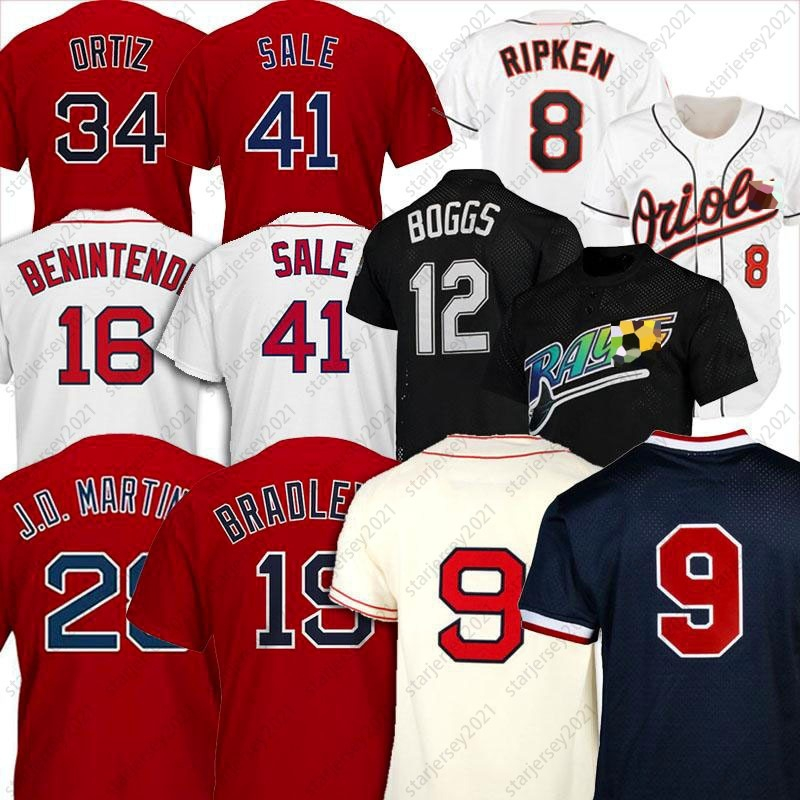 

2021 12 Wade Boggs Red Baseball Jerseys 16 Andrew Benintendi 9 Ted Williams 28 JD Martinez 15 Dustin Pedroia Jackie Bradley Jr. Cal Ripken Jr., As pic