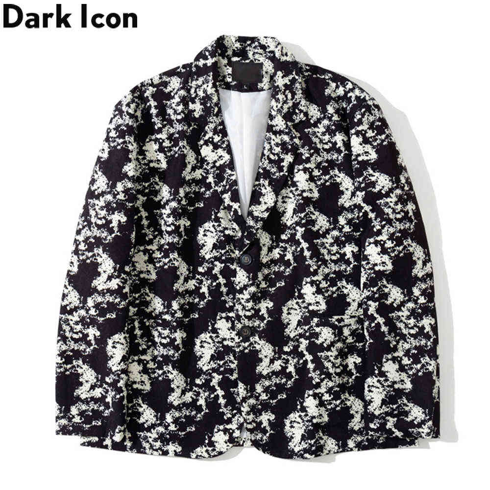 

Full Printed Men's Jacket Autumn Oversized Suit Jacket Man 210603, Black