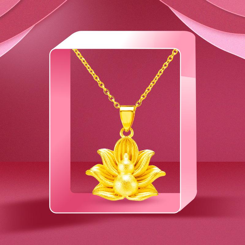 

Pendant Necklaces 24K Gold Plated For Women Letter Lotus Calabash Party Birthday Anniversary Jewelry