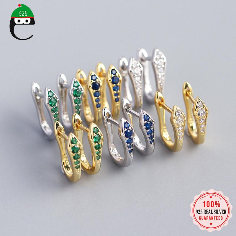 

Hoop & Huggie ElfoPlataSi Real 925 Sterling Silver Fashion 2021 Snakelike Shiny CZ Charm Earring For Women Valentine's Day Jewelry DD453