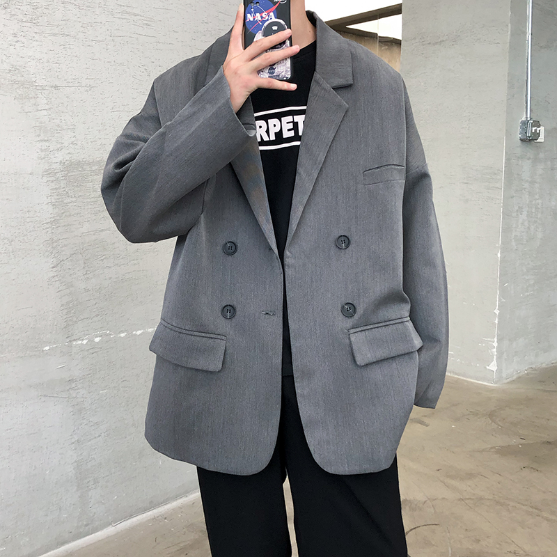 

2021 New Luxury Classic Black Grey Japan Style Men's Casual Blazers Autumn Spring Fashion Brand Loose Long Suit 5f6m, X80 1