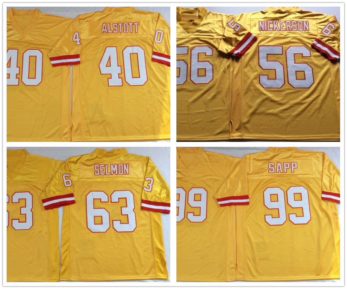 

NCAA Top Football 99 Warren Sapp Jersey 40 Mike Alstott 63 Roy Selmon Yellow Stitched Logos Man Vintage Mitchell and Ness, Same as picture