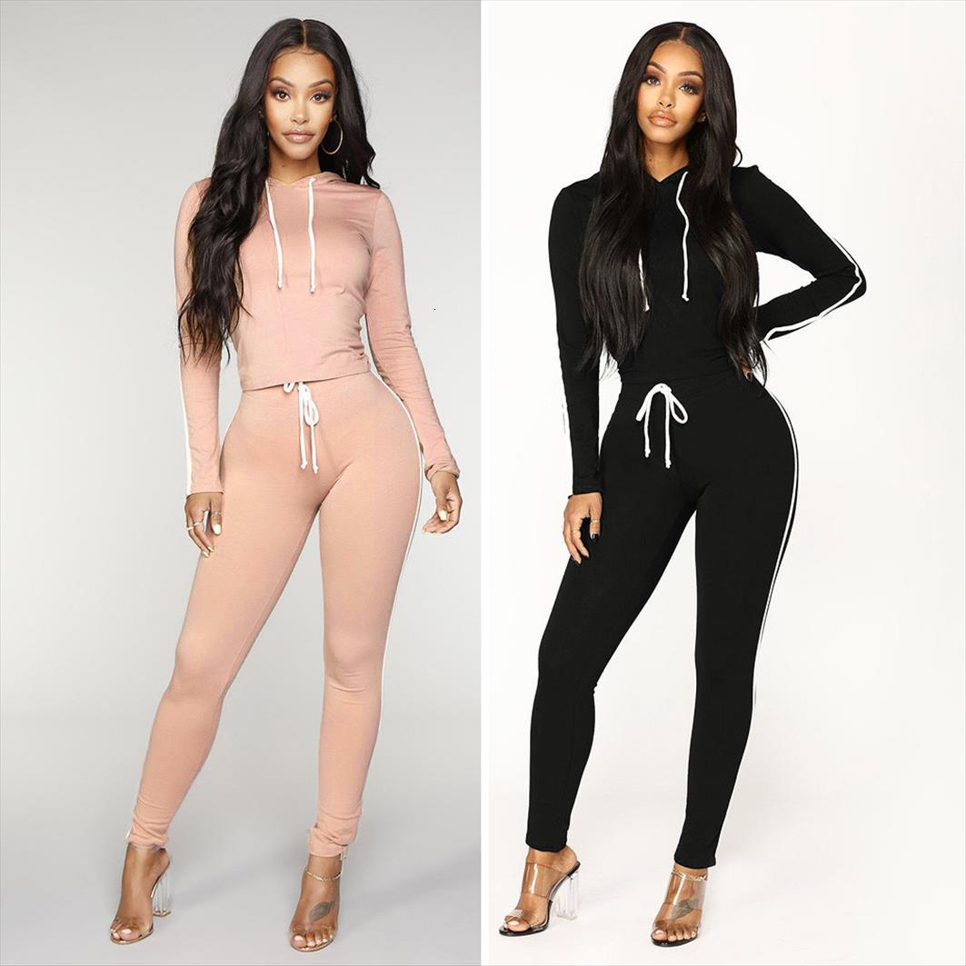 

casual two piece set tracksuit womens pants autumn winter sports fitness slim suit fashion female tracksuits outfits 40, White