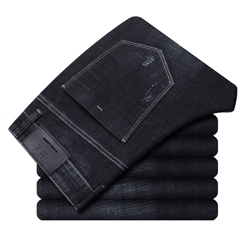

2021 New Black Fashion Stretch Cotton Denim Pants Classic Straight Slim Fit Jeans for Men Vintage Mens Clothing At9f
