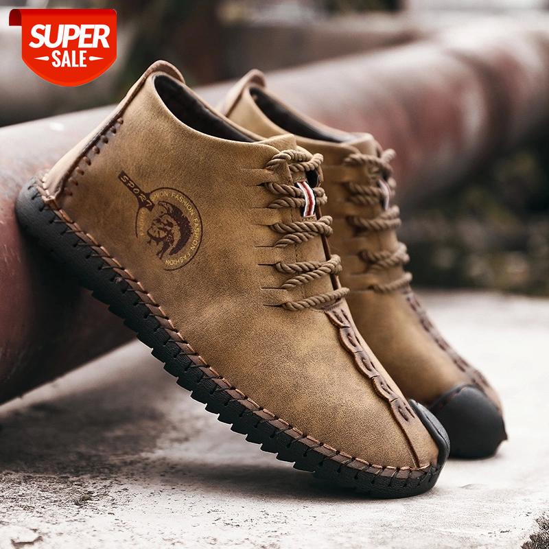 

2020 Men Ankle Boots Winter Fur Slip Shoes Warm Snow Boots Winter Anti-Skip Male High Tops #gJ0o