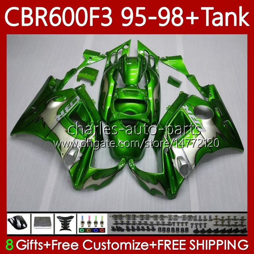 

Bodys +Tank For HONDA CBR600 CBR 600 F3 Green&flames FS CC 600F3 95-98 Bodywork 64No.22 600FS 600CC CBR600F3 95 96 97 98 CBR600-F3 CBR600FS 1995 1996 1997 1998 Fairing Kit, No. 1