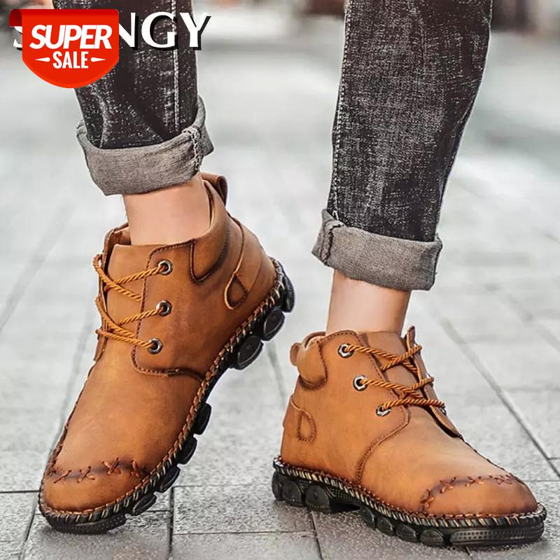 

2020 Shoes Men Boots High Quality Split Men's Boots Motorcycle Outdoor Botas Waterproof Men's Ankle Soft Men Shoes Zapatos #be1I