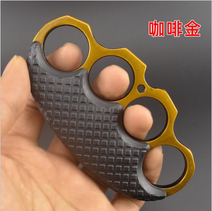 

sss Martial arts combat clip hand clasp fist clasp tiger finger glove iron four-finger tiger legal self-defense weapon hand support ring, Black
