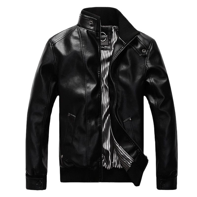 

Fashion Motorcycle Leather Jackets Men Leather Coat Casual Slim Coats With Zipper Man Outerwear Stand Collar Jackets Jaqueta 211111, Dark brown