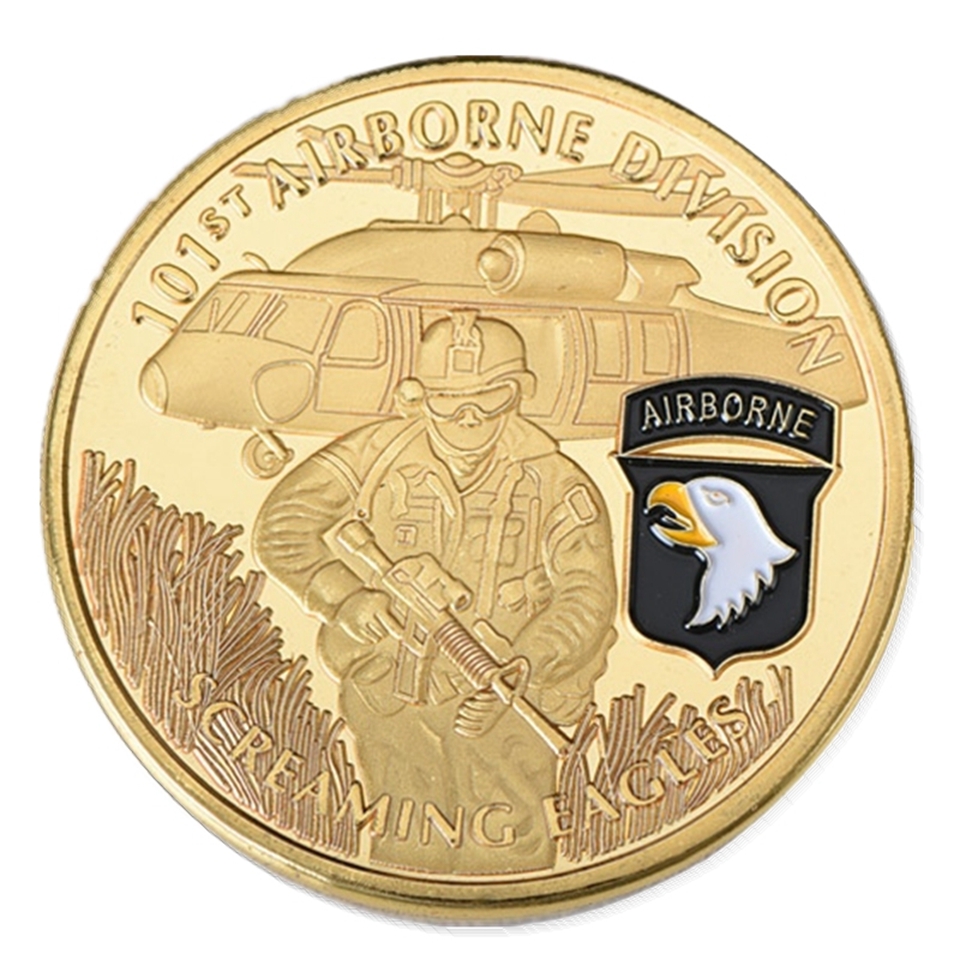

20PCS US Army Crafts 101st Airborne Screaming Eagles Military Gold Plated Souvenir Challenge Coin Collection Medal Craft