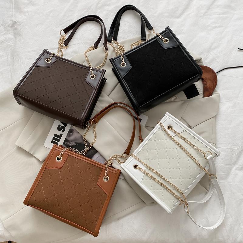 

Fashion Simply Shoulder Crossbody Bags PU Leather Solid Color Simple Messenger Bag Lady Chain Travel Small Handbags Women 2021, Brown sugar