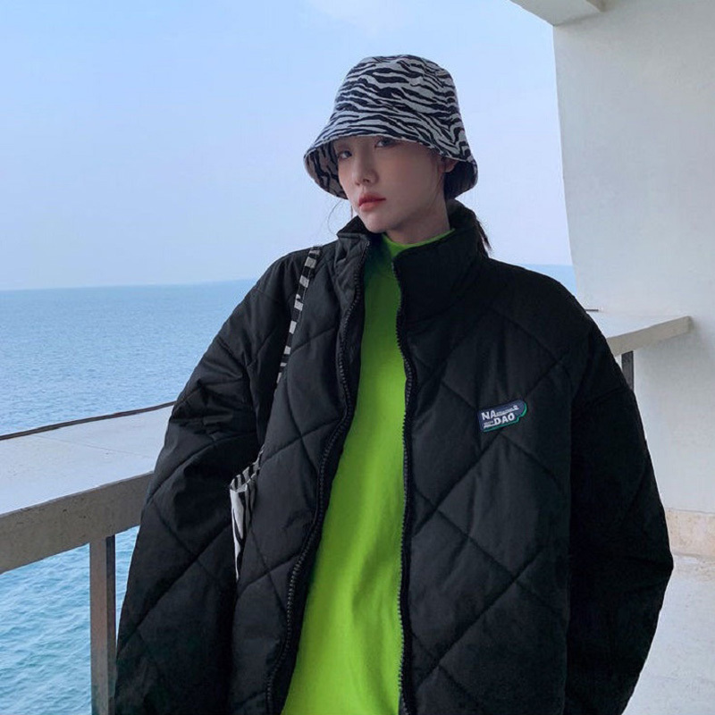 

2021 New Black Zip Up Jackets Women Winter Parka Warm Thick Coat Short Jacket Korea Streetwear Outerwear Harajuku Clothes Oversized Rp42, Green