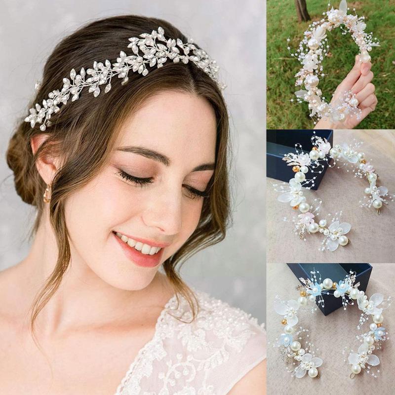 

Hair Clips & Barrettes Fashion Pearl Wreath Women Girls Headband Princess Tiara Wedding Bridesmaid Crown Headdress Po Pography Bride Decorat, Golden;silver