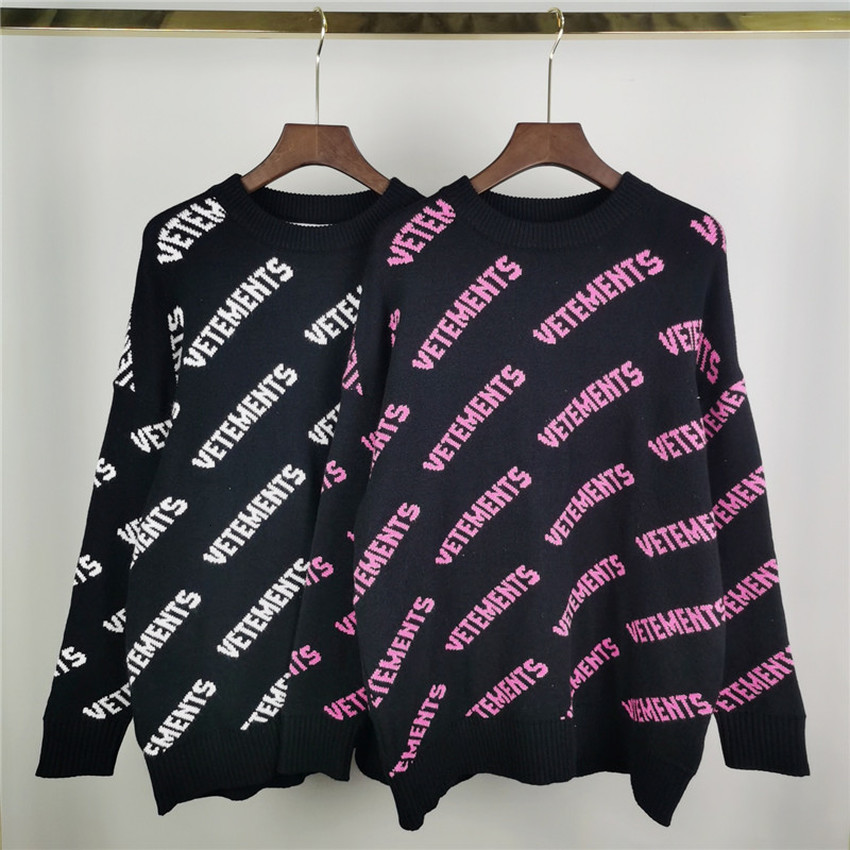 

2021 New Full Vetements Black Sweater Sweatshirts Men Women Crewneck Vtm Hoodies Inside Tag Clothing Ppx2