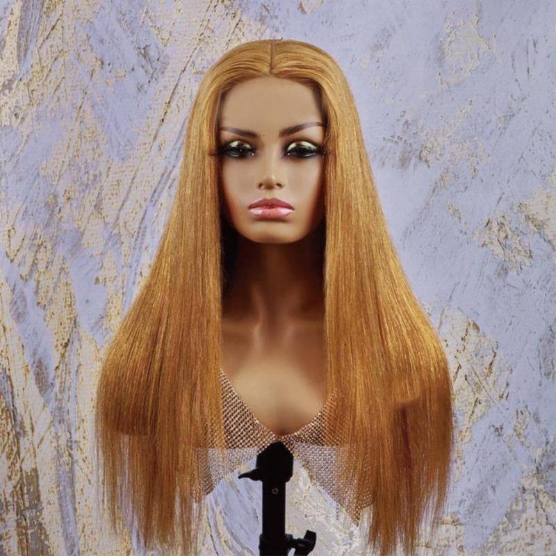 

150% Straight Wig Human Hair Wigs Pre Plucked Color Wig #27 With Baby Hair 13x1 T Part Lace Middle Brazilian Remy, Natural color