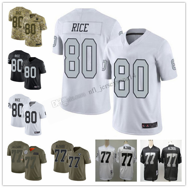 

Mens women youth OaklandRaiders80 Jerry Rice 77 Lyle Alzado white black 100th Season Vapor Limited Throwback Football Jerseys