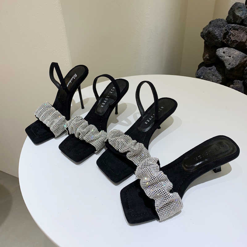 

Koovan Women's Sandals Rhinestone For Summer 2021 Female Fairy Ethos High Heels Shoes For Women Girls Sandals Y0721, 7cm